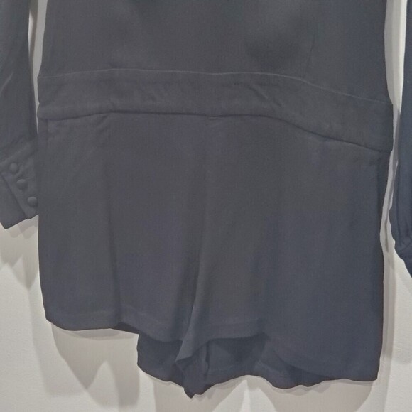 ELLA Moss Ivana Black Long Sleeved Collared Romper, Size S - Picture 10 of 12